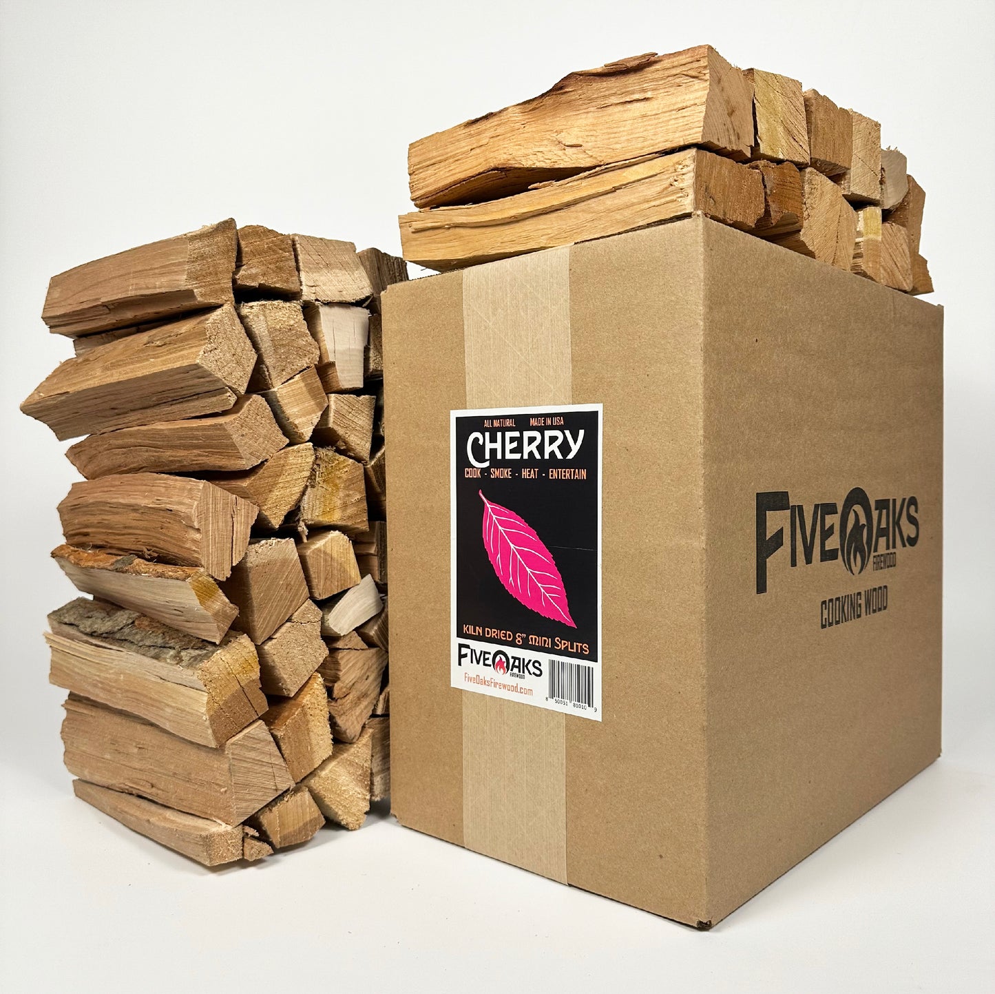 FiveOaks Firewood 8" Mini Splits cooking wood (OAK, CHERRY, HICKORY) (~16lb)