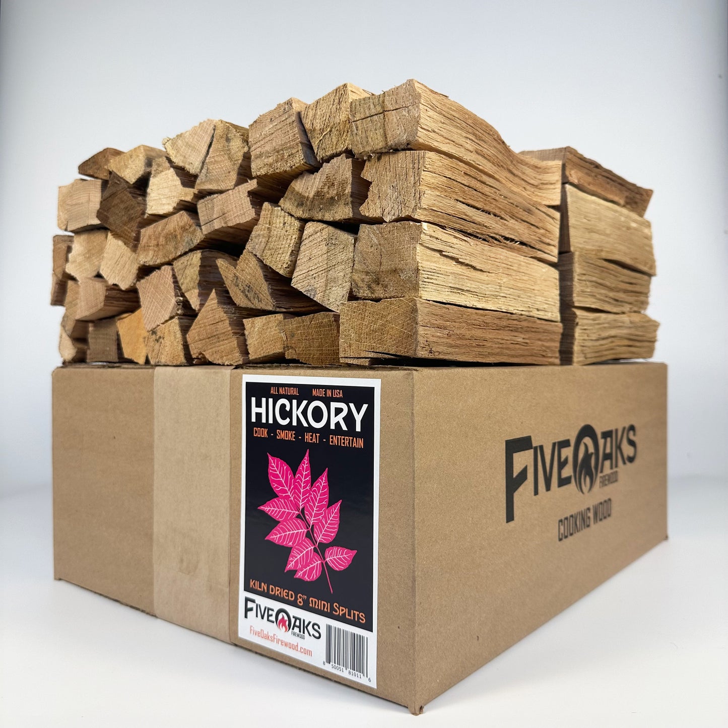 FiveOaks Firewood 8" Mini Splits cooking wood (OAK, CHERRY, HICKORY) (~16lb)