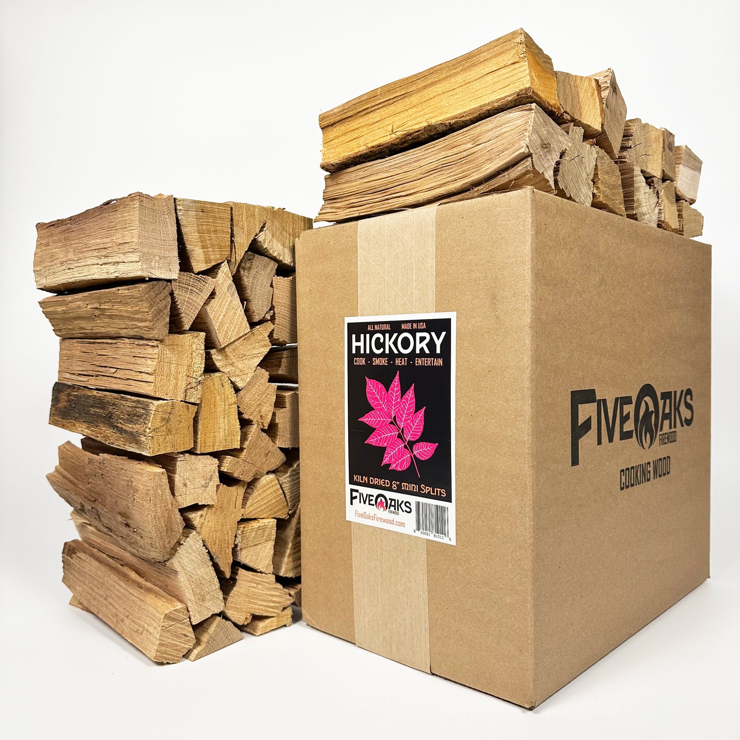 FiveOaks Firewood 8" Mini Splits cooking wood (OAK, CHERRY, HICKORY) (~16lb)