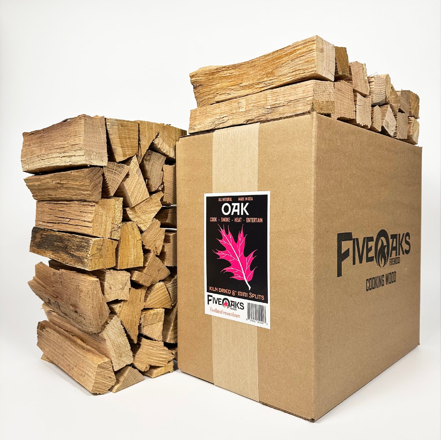 FiveOaks Firewood 8" Mini Splits cooking wood (OAK, CHERRY, HICKORY) (~16lb)